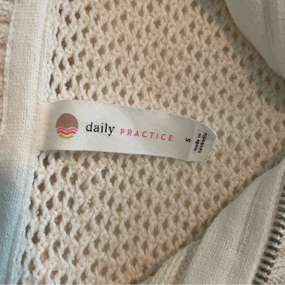 Anthropologie Daily Practice Half Zip Oversized Pullover Cotton Sweater Cream S - Picture 5 of 10